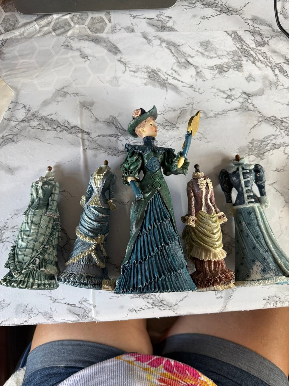 SKU3330 Victorian Lady and Dress Forms Ceramic Figurine Set 6"–9" Tall 5-Piece
